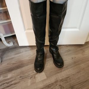 Guess black leather over the knee boots